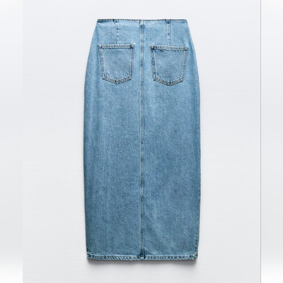 ZARA CROSSOVER Z1975 DENIM MIDI SKIRT - Picture 2 of 7